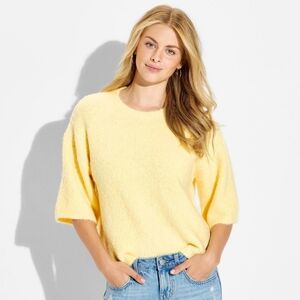 Wild Fable Yellow Crewneck Sweater Ribbed Edges Medium NWT